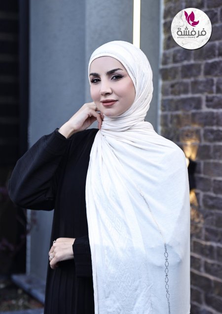 شال قطن مع ستراس