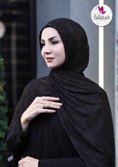 شال قطن مع ستراس
