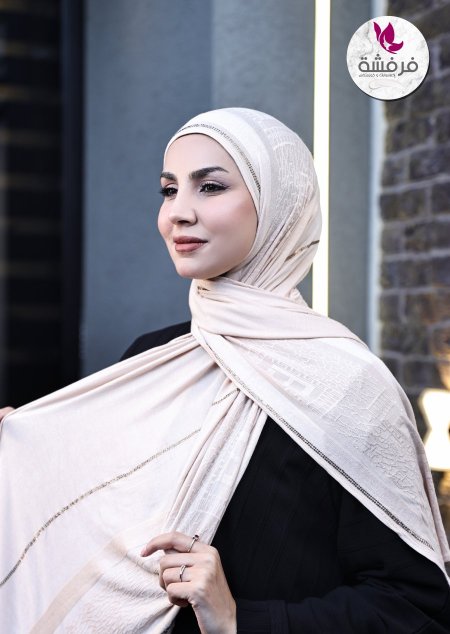 شال قطن مع ستراس